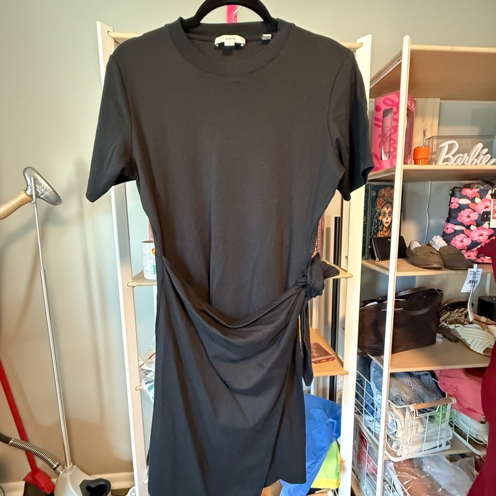 Vince Black Tie-Waist Midi Dress size  Small pre loved
